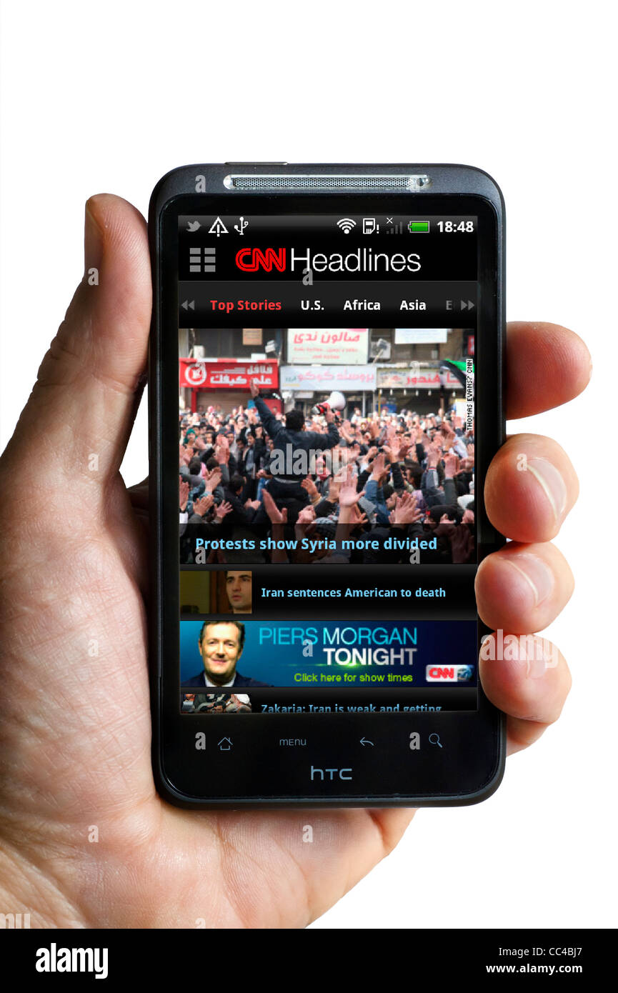CNN-News-app auf einem HTC-smartphone Stockfoto