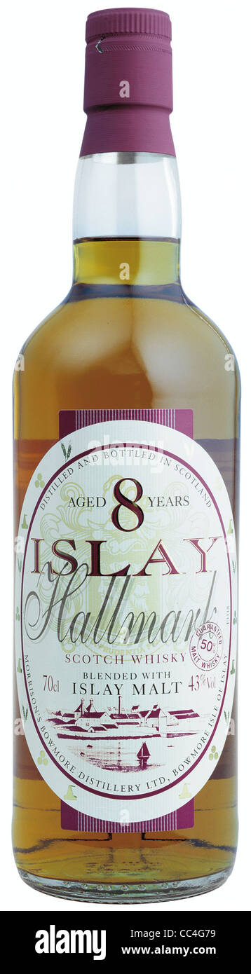 Islay Whisky Spirituosen Weine 8 Jahre Hallmark Stockfoto