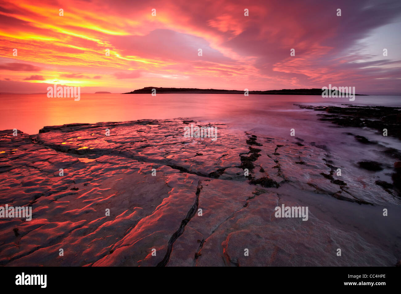 Sully Insel, Sully, Vale of Glamorgan, Bristol Channel, Dezember Dawn. Stockfoto