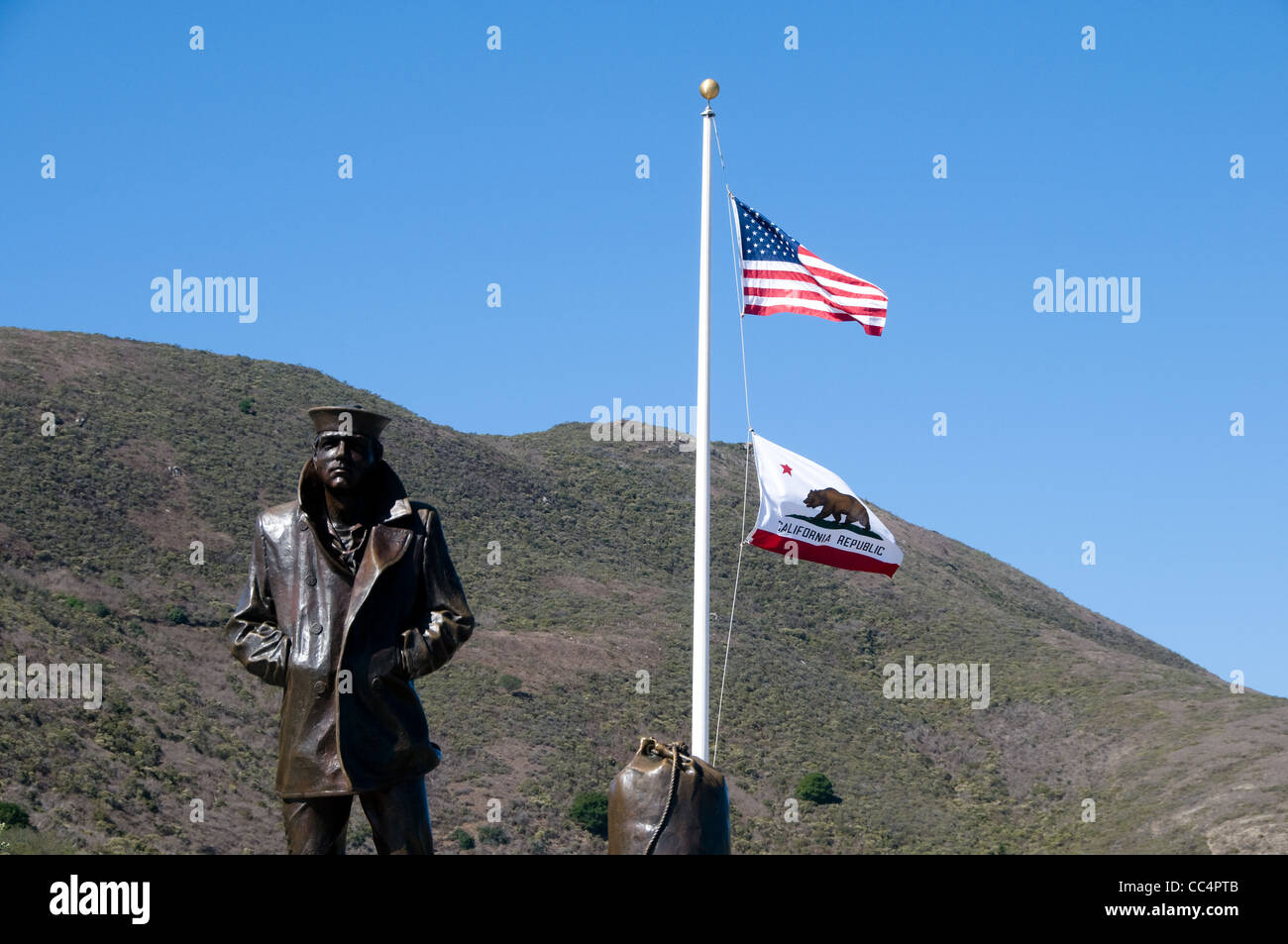 Der einsame Seemann an der Golden Gate Bridge, San Francisco Stockfoto