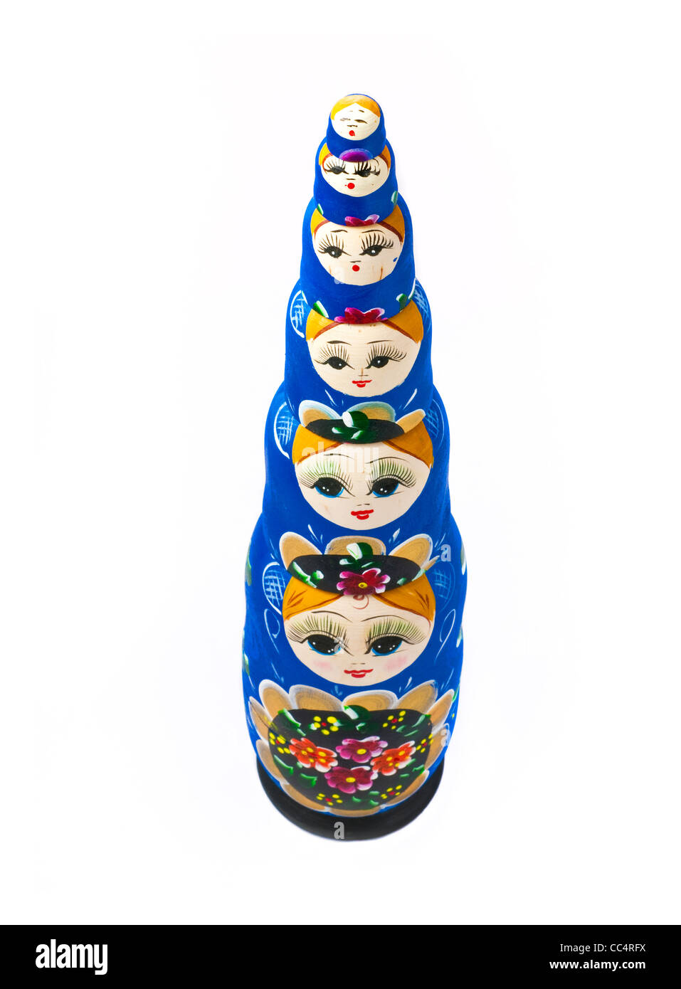 Diese beliebte russische Puppen sind übereinander gestapelt. Stockfoto