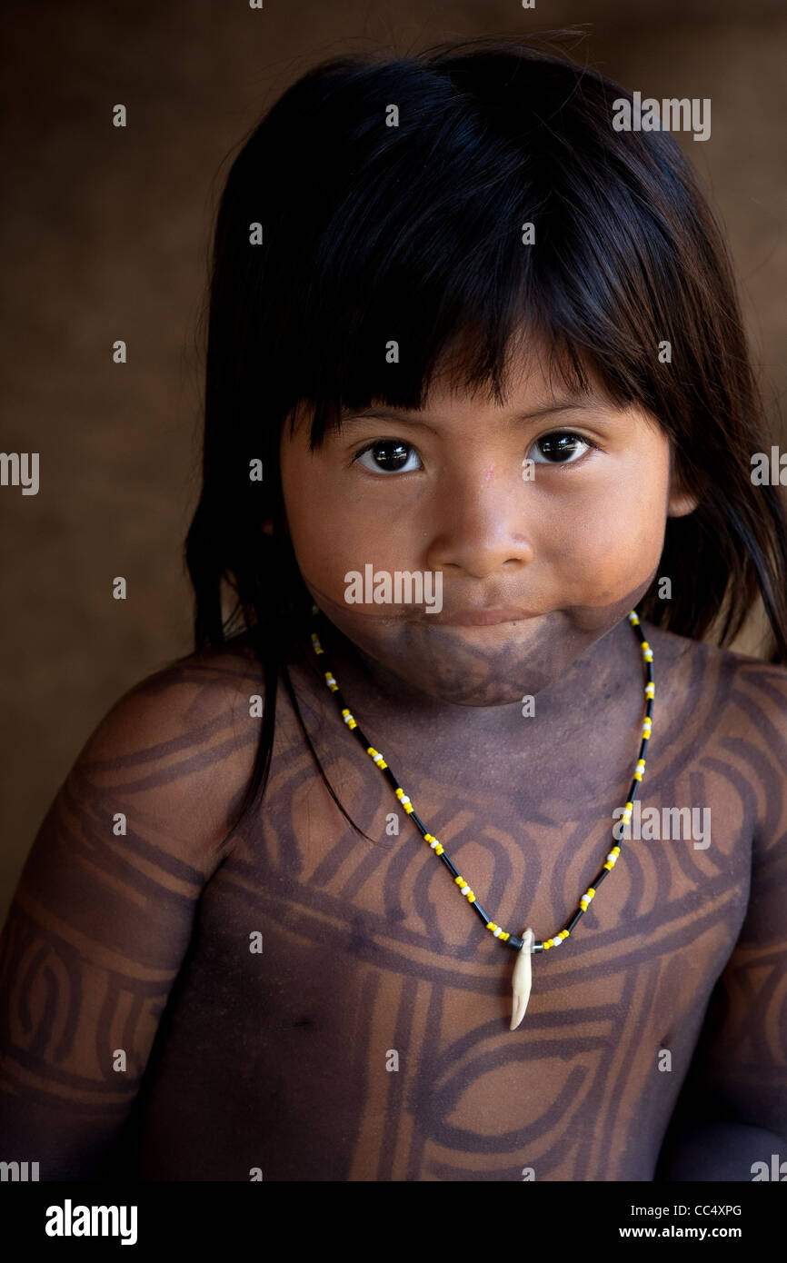 Embera Puru indische Portraits, Colon Provinz, Republik von Panama. Stockfoto