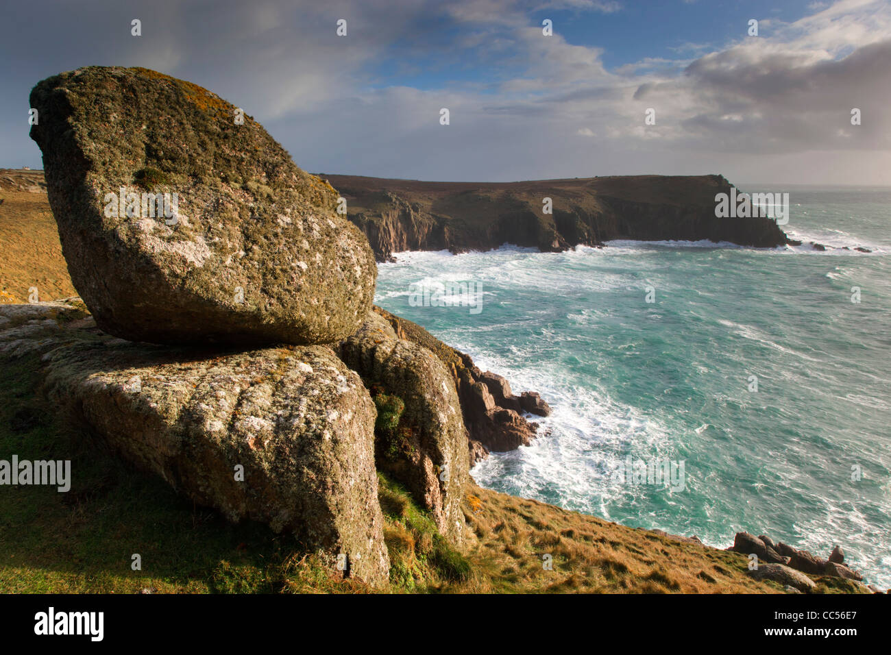 Nanjizal; Blick in Richtung Gwennap Head; Cornwall; UK Stockfoto