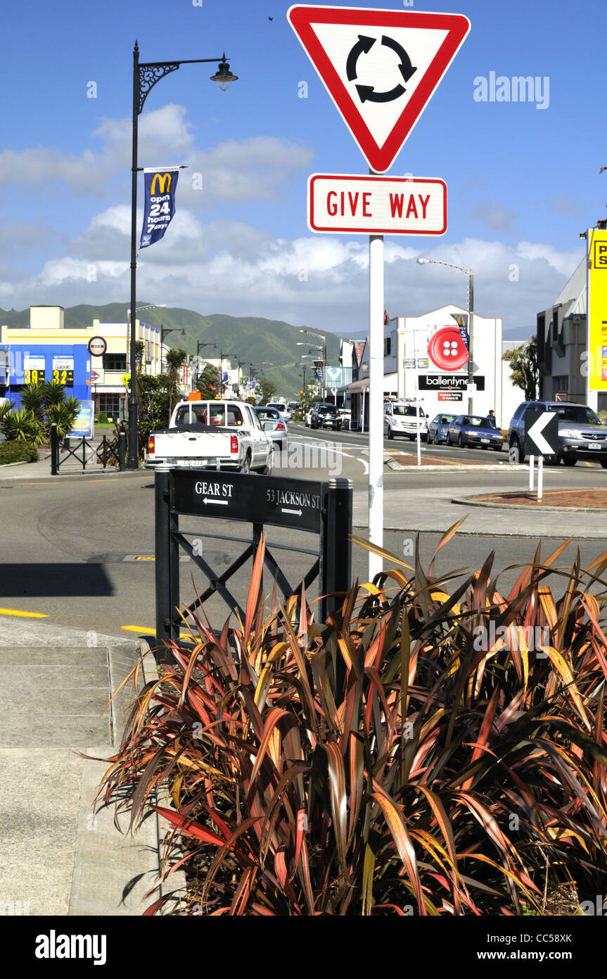 Jackson Street von Petone, einem Vorort der Stadt von Lower Hutt, Region Wellington, Neuseeland. Stockfoto