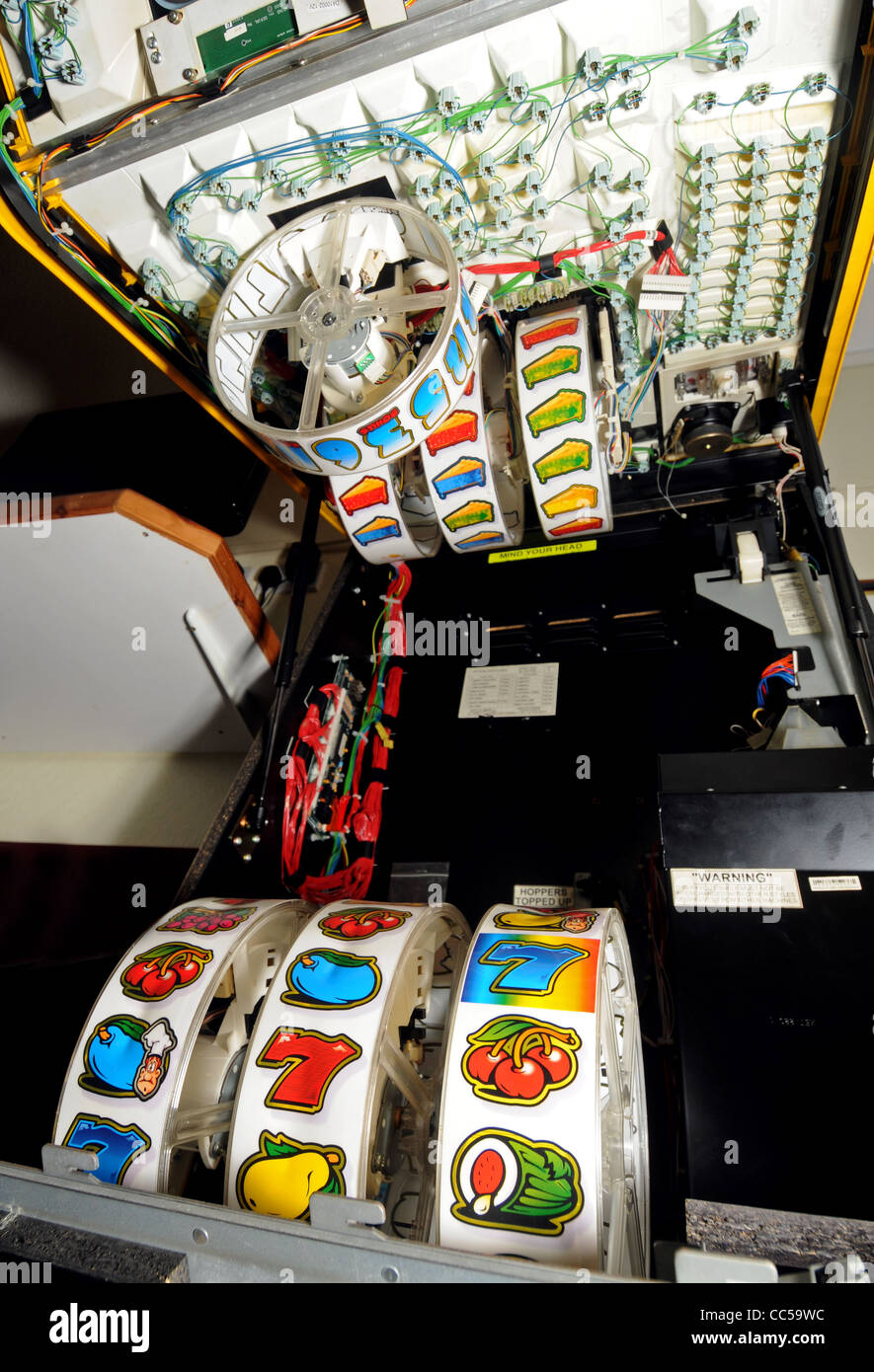 "Fruit Machine" Innere des Spielautomaten, Spielautomaten Stockfoto