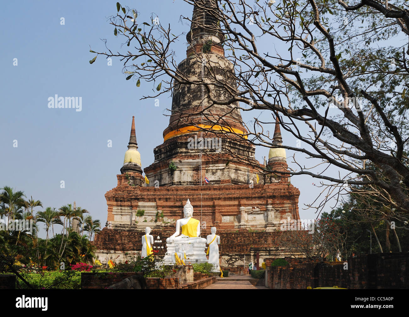 Wat Yai Chai Mongkol (Mongkons) in Ayutthaya. Stockfoto