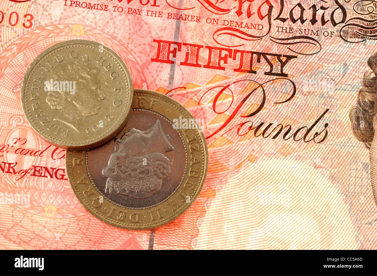 Englischer Sprache Geld Stockfoto