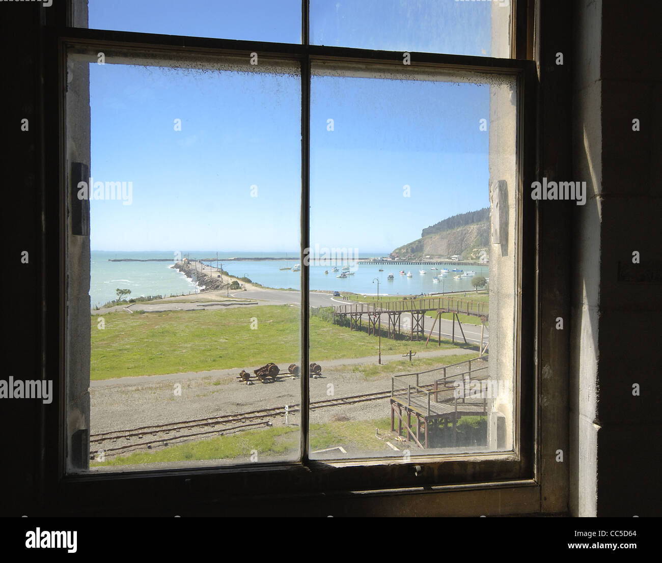 Blick auf den Hafen in Oamaru, Neuseeland Stockfoto