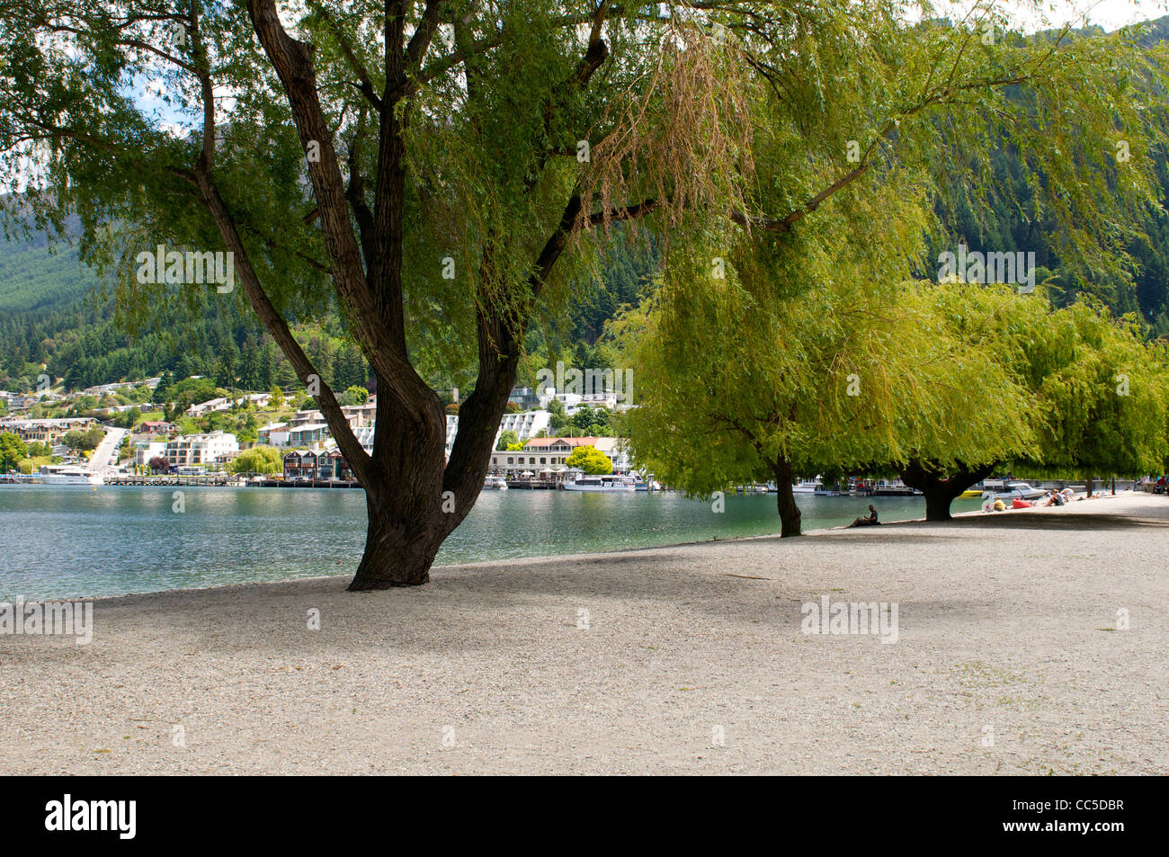 Der Strand von Queenstown und Lake Wakatipu Otago Neuseeland Stockfoto