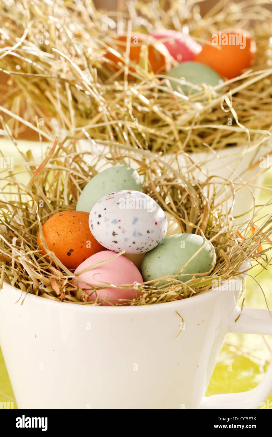 Schokolade von Ostereier im nest Stockfoto