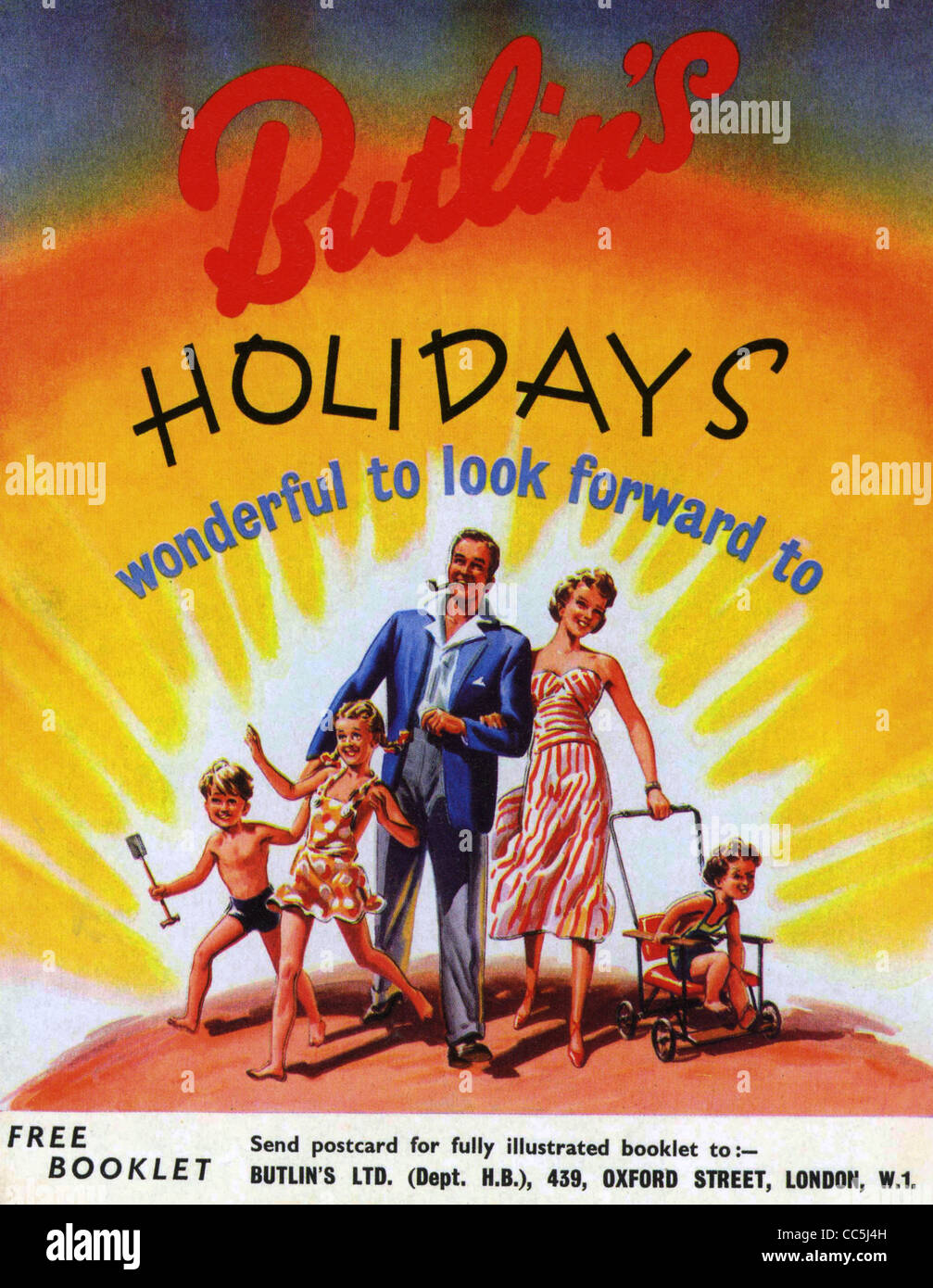 Die BUTLIN HOLDAY Anzeige ca. 1950 Stockfoto