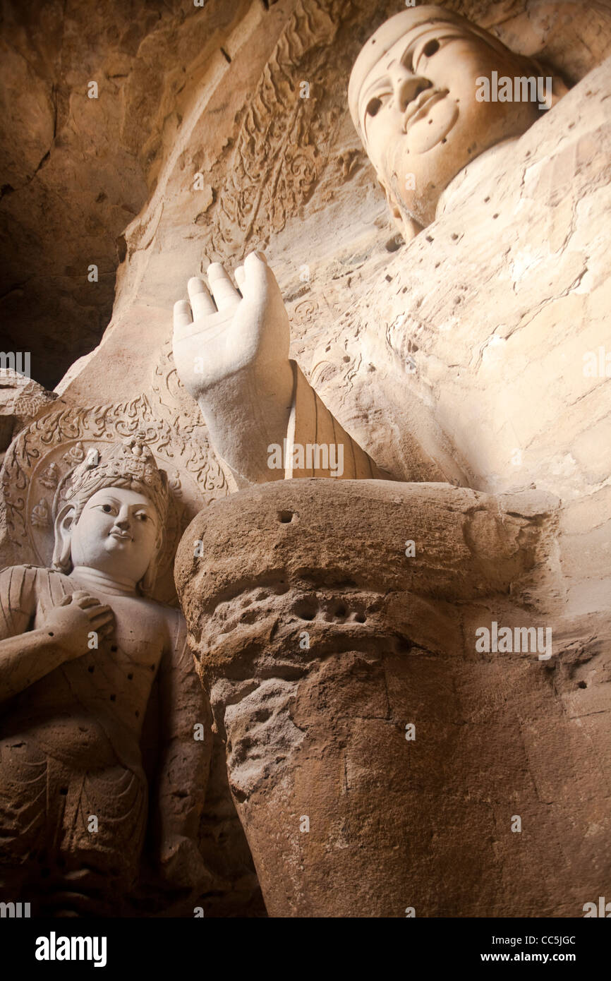 Buddha Skulpturen, Yungang Grotten, Datong, Shanxi, China Stockfoto
