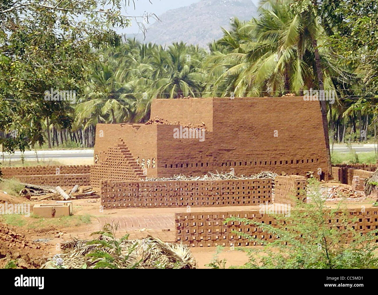 Brick kiln Indien Stockfoto