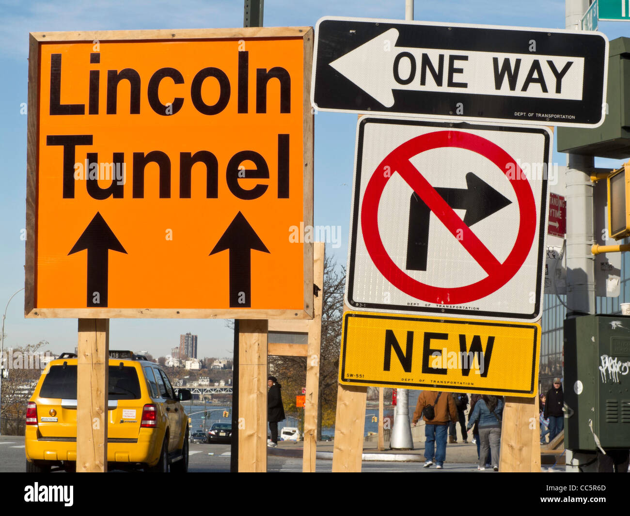 Lincoln Tunnel Verkehrszeichen, NYC Stockfoto