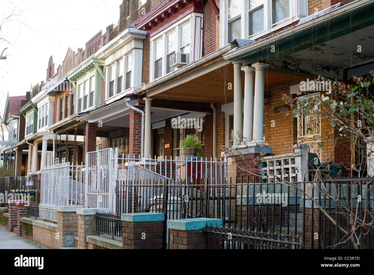 Häuser an der Union Street im Stadtteil Crown Heights, Brooklyn in New York Stockfoto