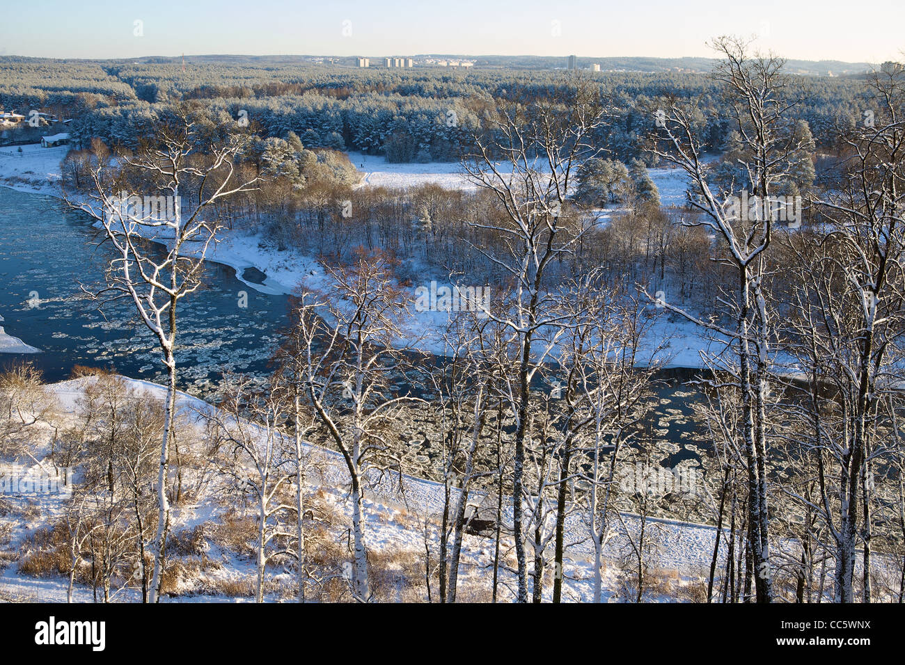 Tal des Flusses Neris aus Verkiai Palast, Litauen Stockfoto