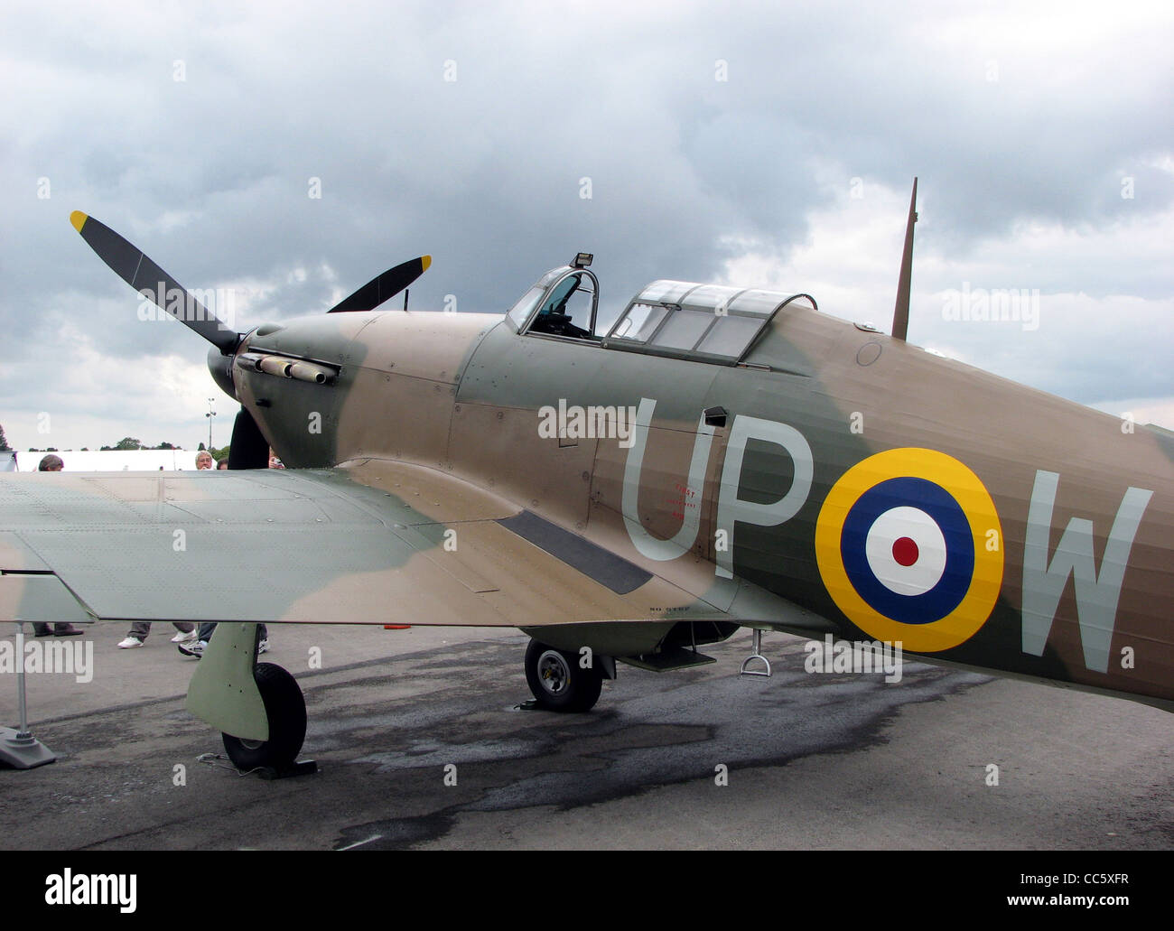 Die Hawker Hurricane Mk1, RAF Series R4118, ist ein erhaltenes Kampfflugzeug aus dem Zweiten Weltkrieg. Er diente während der Schlacht um Großbritannien und ist einer der wenigen überlebenden Hurrikane aus dem Krieg. Stockfoto