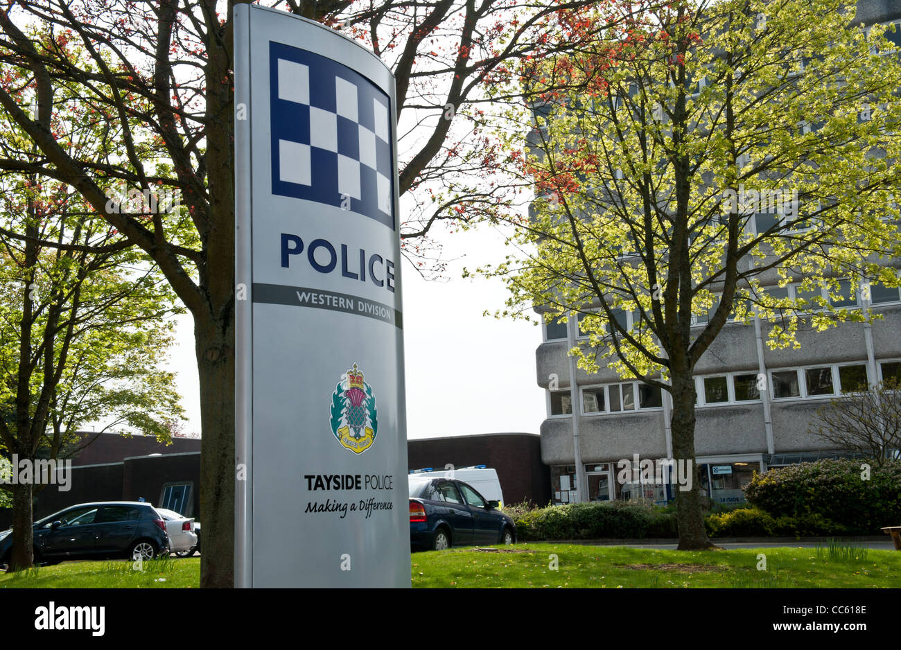 Perth Polizeistation, Schottland, Tayside. Barrack Street in Perth. Stockfoto