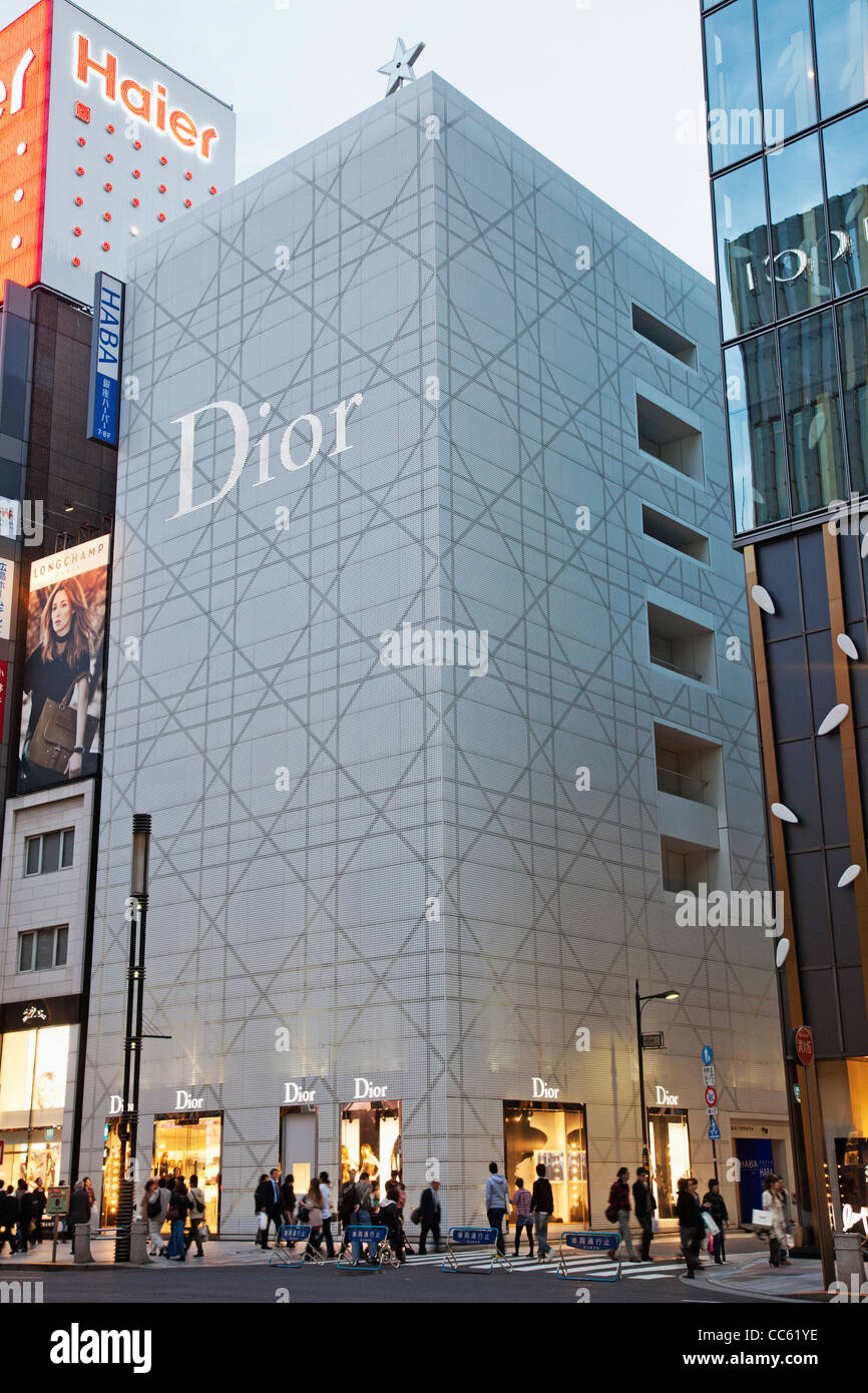 Japan, Tokio, Ginza, Dior Store Architekten Ricardo Bofill (Gebäude), Kumiko Inui (Lochsieb Bedeckung) Stockfoto