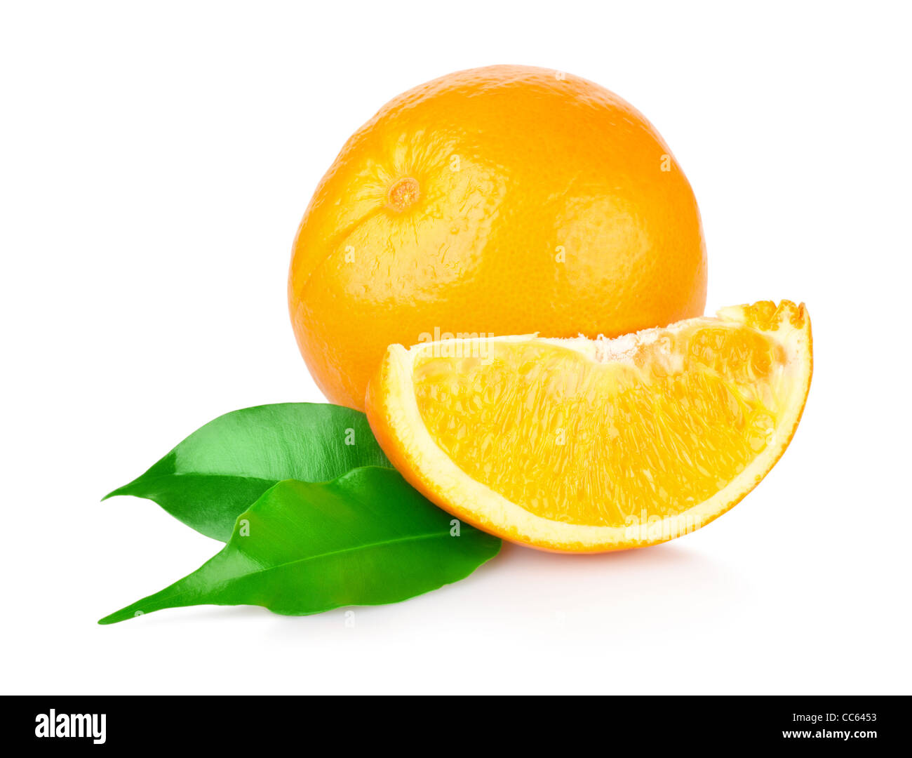 Reifer Orangen isoliert auf weißem Hintergrund Stockfoto