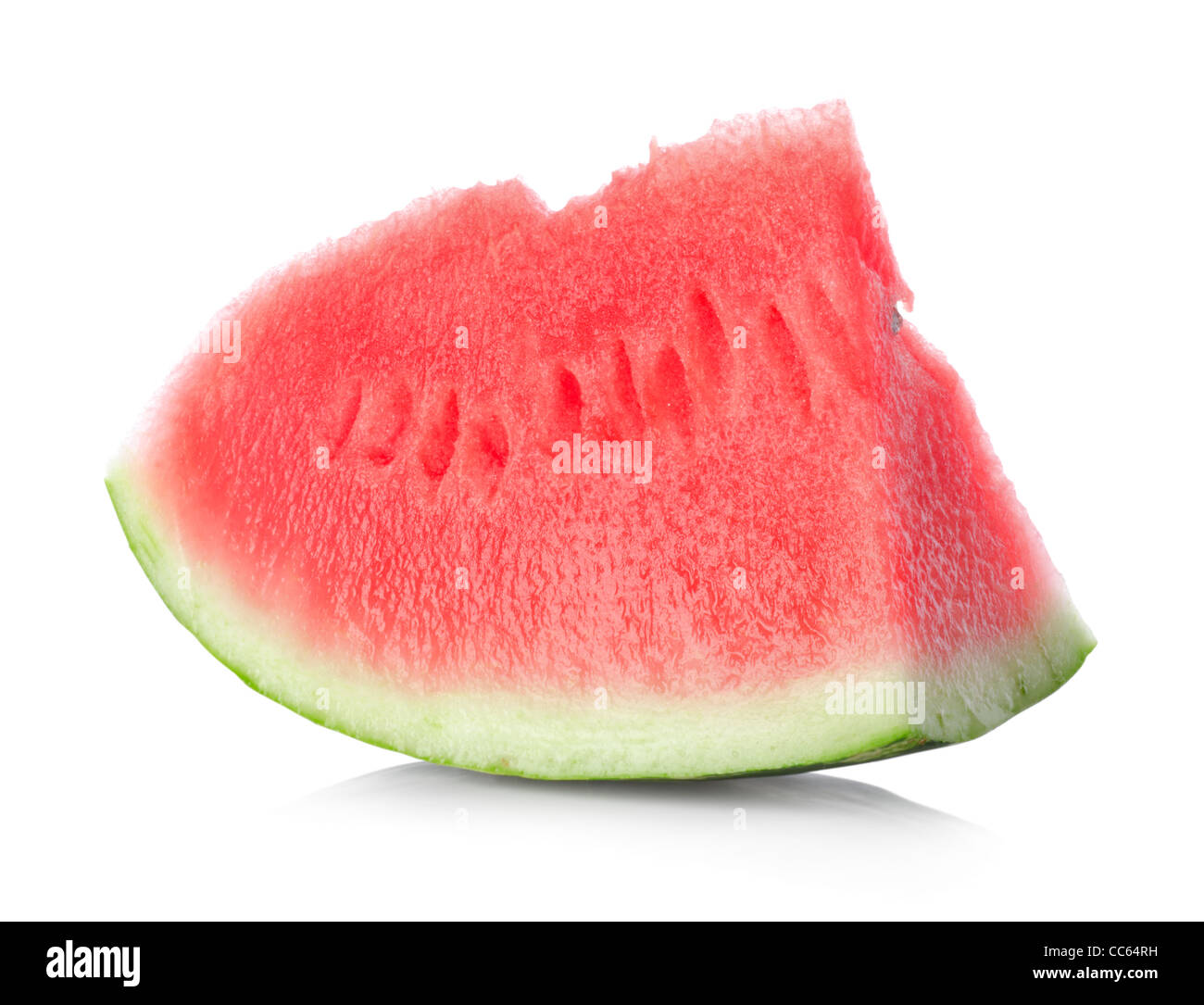 Saftiges Stück Wassermelone isoliert auf weißem Hintergrund Stockfoto
