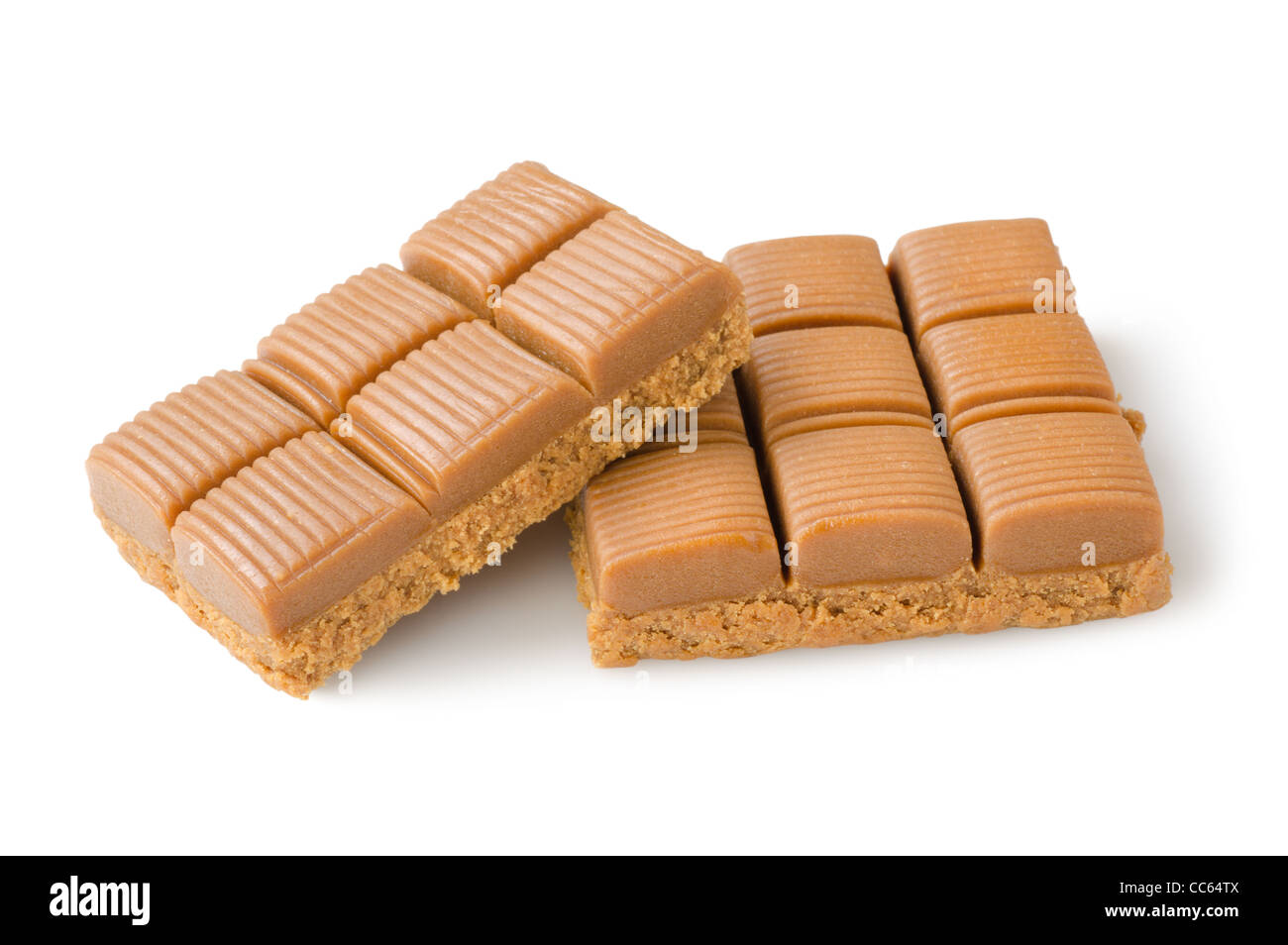 Milchschokolade, die isoliert auf weißem Hintergrund Stockfoto