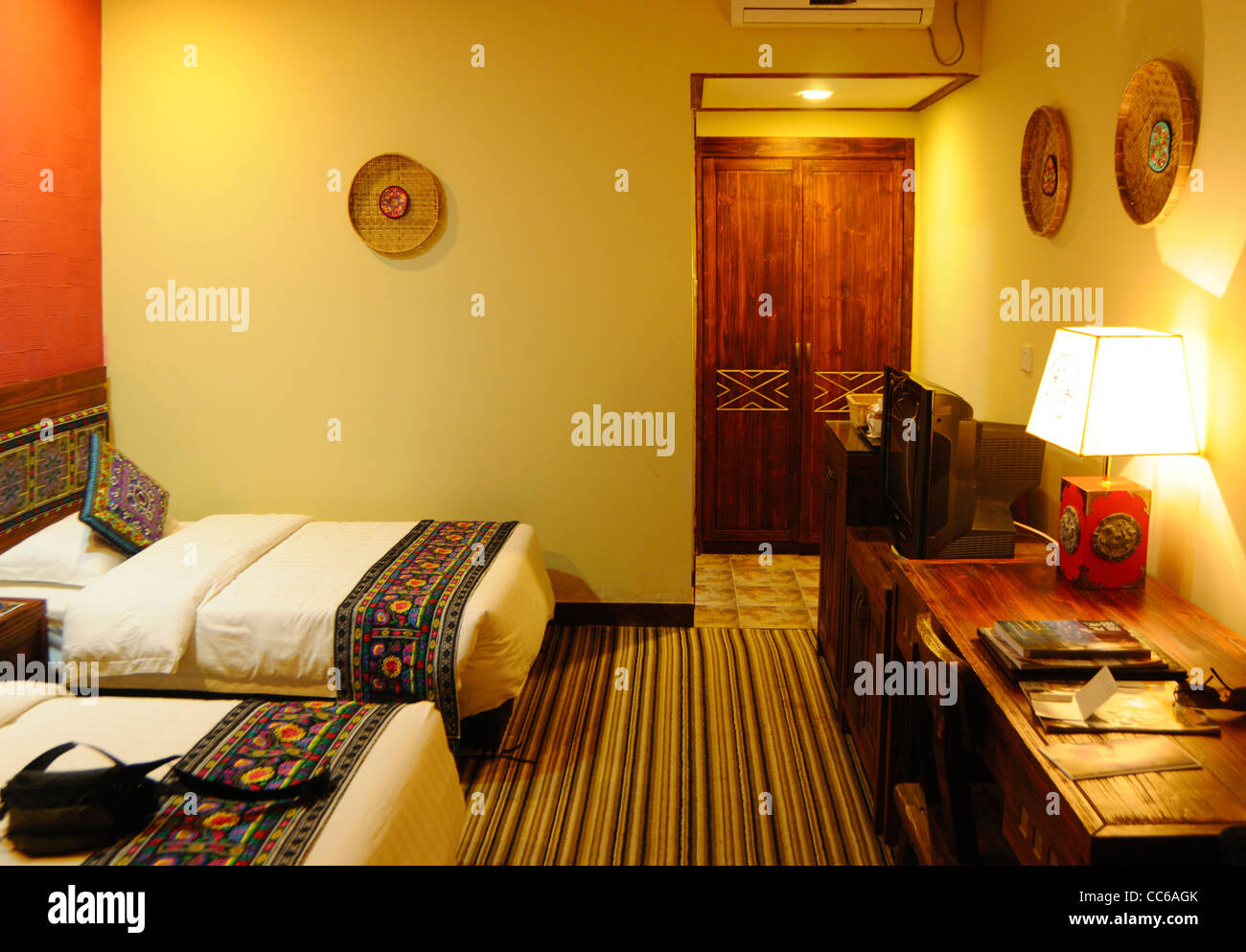 Standard Doppelzimmer mit zwei Einzelbetten, Guilin, Guangxi, China Stockfoto