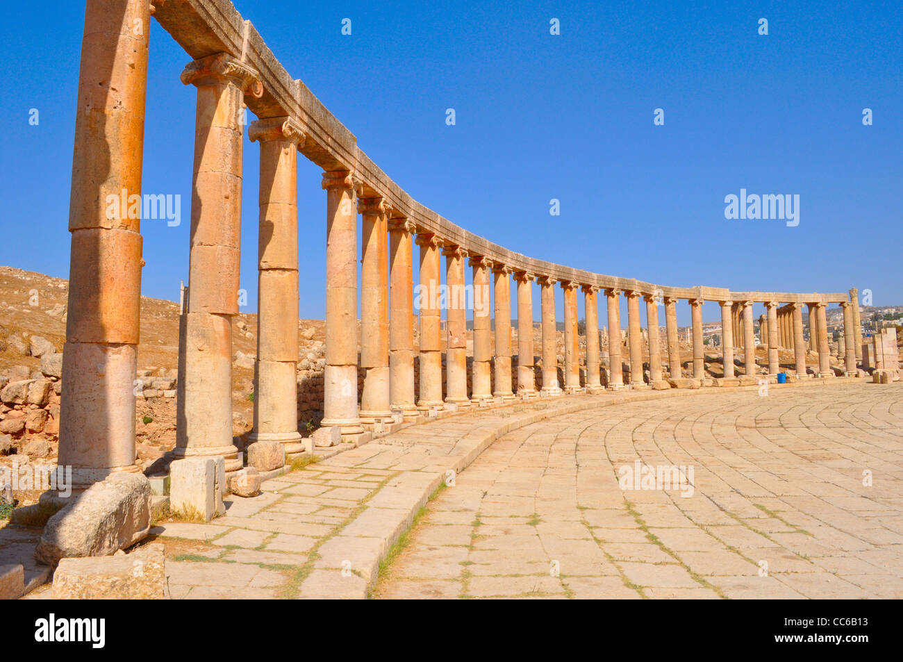 Ovale Plaza in Jerash, Jordanien Stockfoto