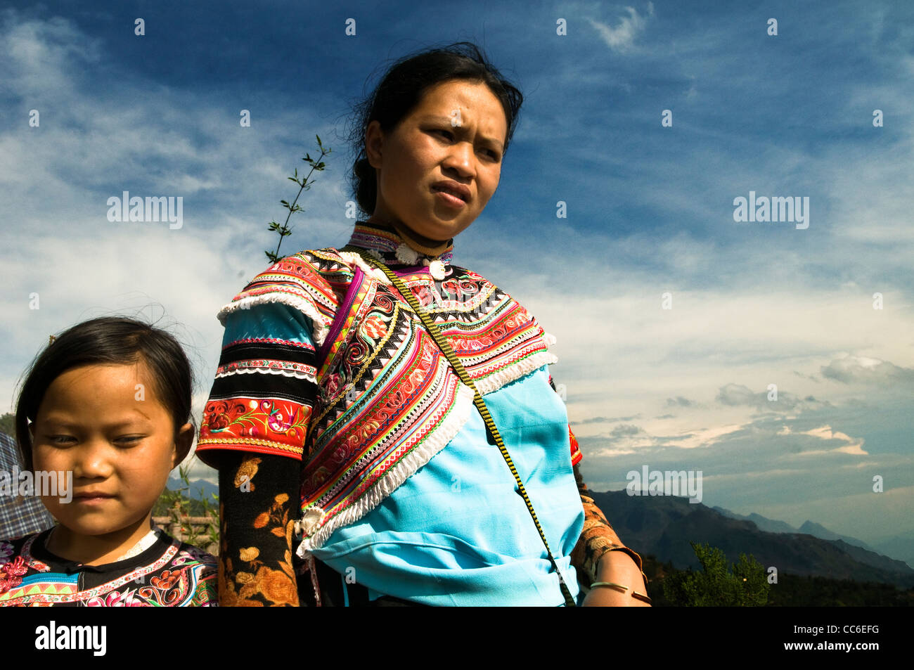 Hani Minderheit Frau in Yunnan, China. Stockfoto