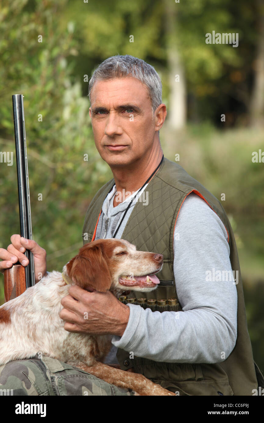 schießen, Mensch und Hund Stockfoto
