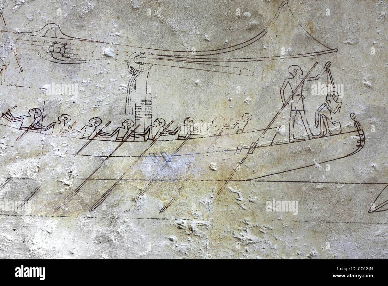 Strichzeichnungen im alten Reich Grab von Ni Ankh Pepy Kem bei Meir, Nord-westlich von Asyut in Mittelägypten Stockfoto