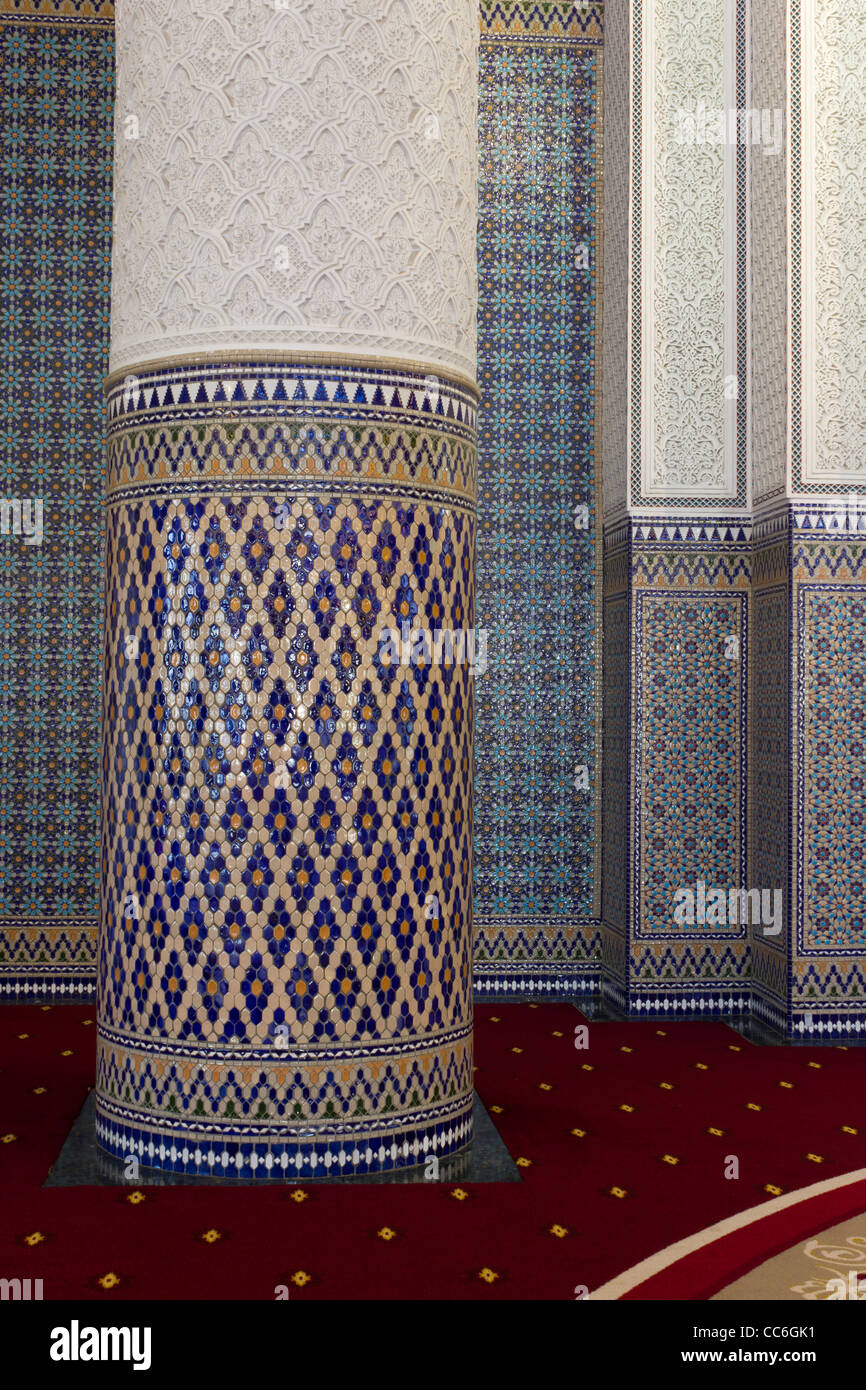 geflieste Spalte, National Malaysia Moschee (Masjid Negara), Kuala Lumpur, Malaysia Stockfoto