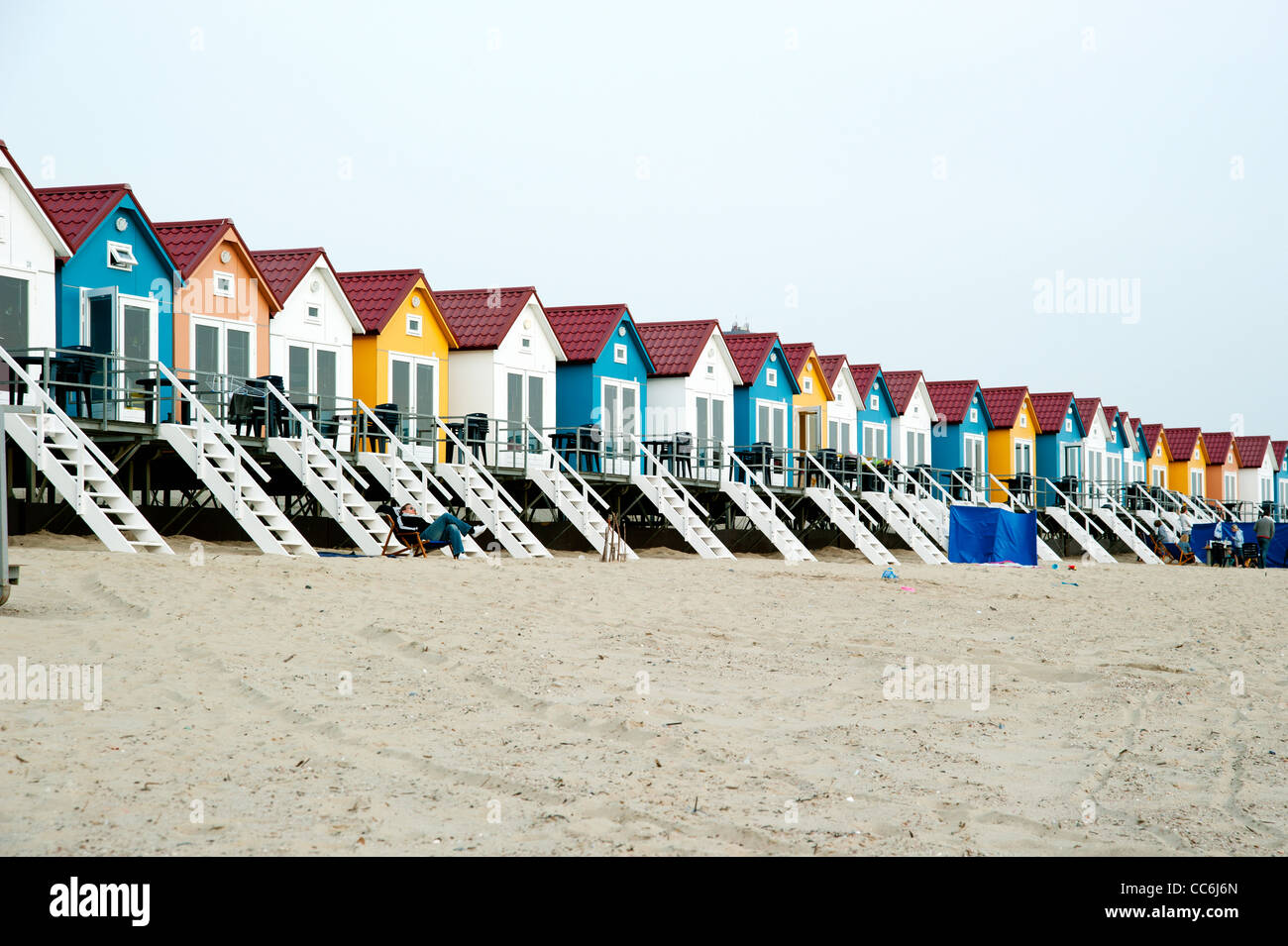 Strandhäuser in der Nähe von Vlissingen, Zeeland, Niederlande. Stockfoto