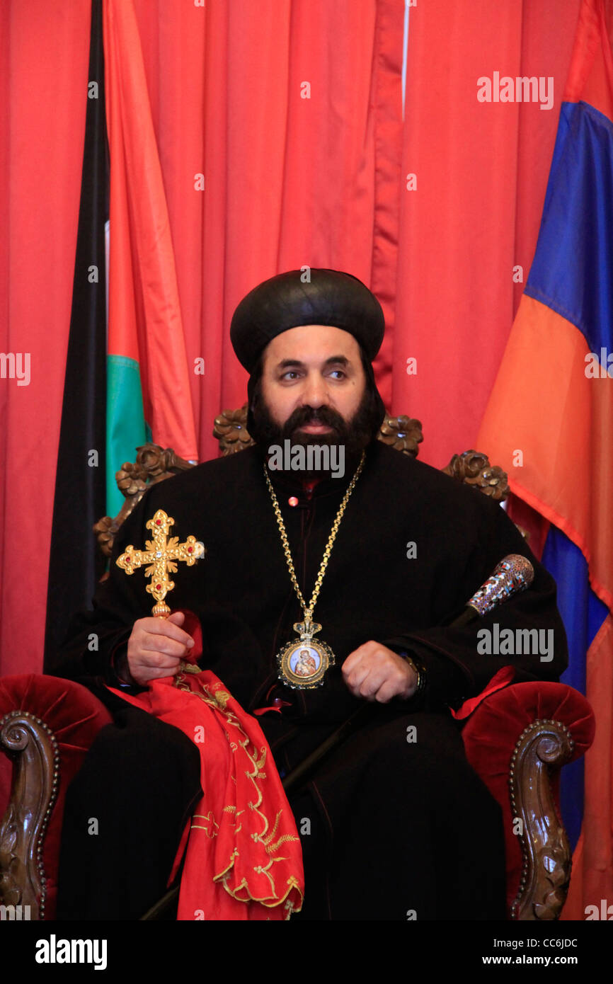 Weihnachten in Bethlehem, Syrisch-orthodoxe Erzbischof Mar Malki Murad Stockfoto