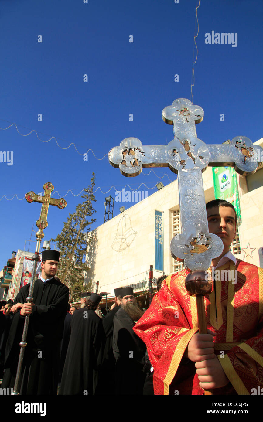 Bethlehem, griechisch orthodoxe Weihnachten Zeremonie in Krippenplatz  Stockfotografie - Alamy