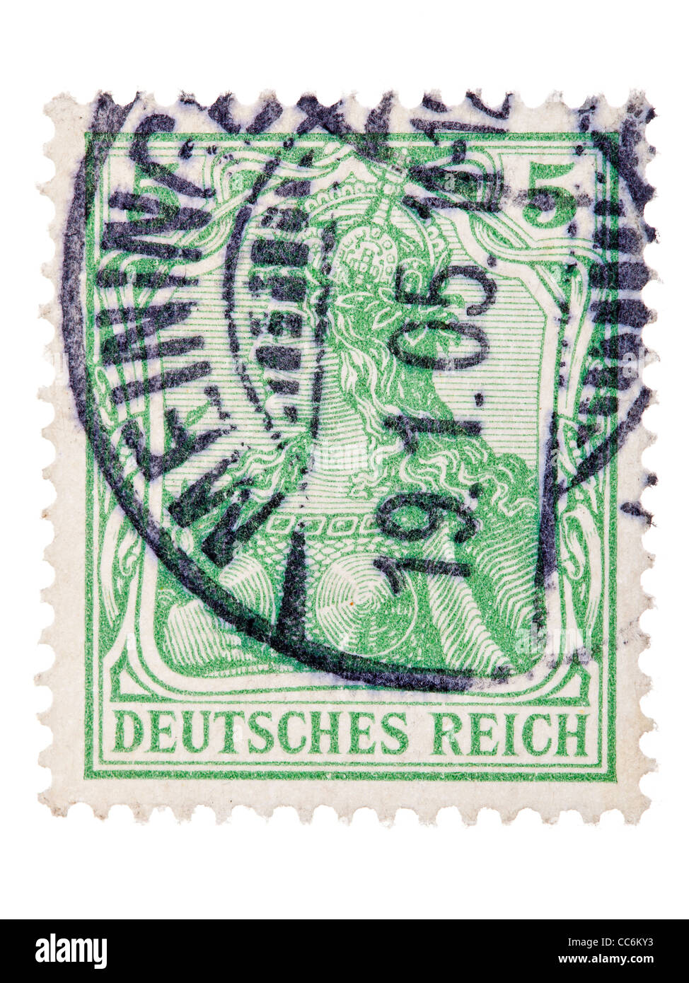 Briefmarke: Deutsches Reich, Germania, 1905, 5 Pfennig, gestempelt Stockfoto