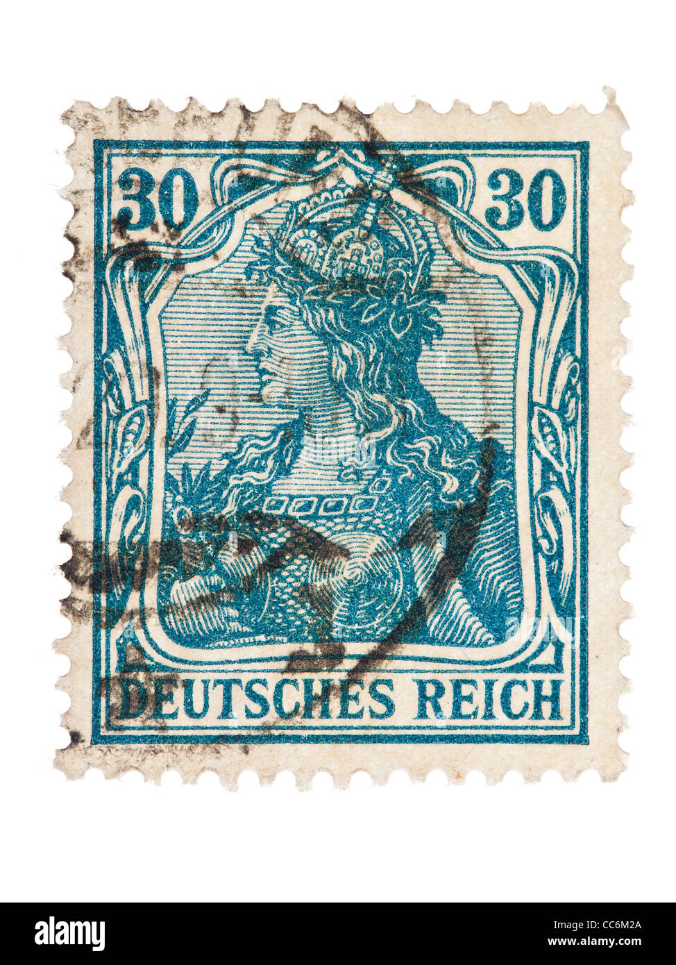 Briefmarke: Deutsches Reich, Germania, 1920, 30 Pfennig, gestempelt Stockfoto