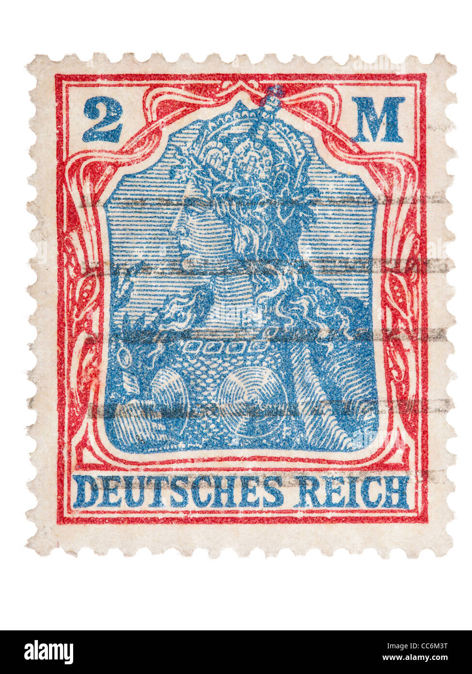 Briefmarke: Deutsches Reich, Germania, 1920, 2 Mark, gestempelt Stockfoto