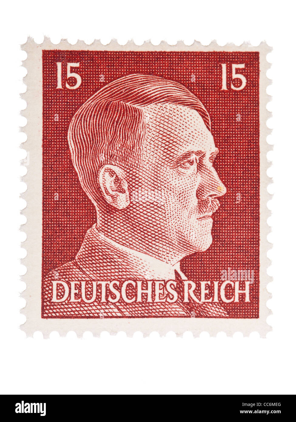 Briefmarke: Deutsches Reich, Adolf Hitler, 1941 / 1944, 15 Pfennig, mint Zustand Stockfoto