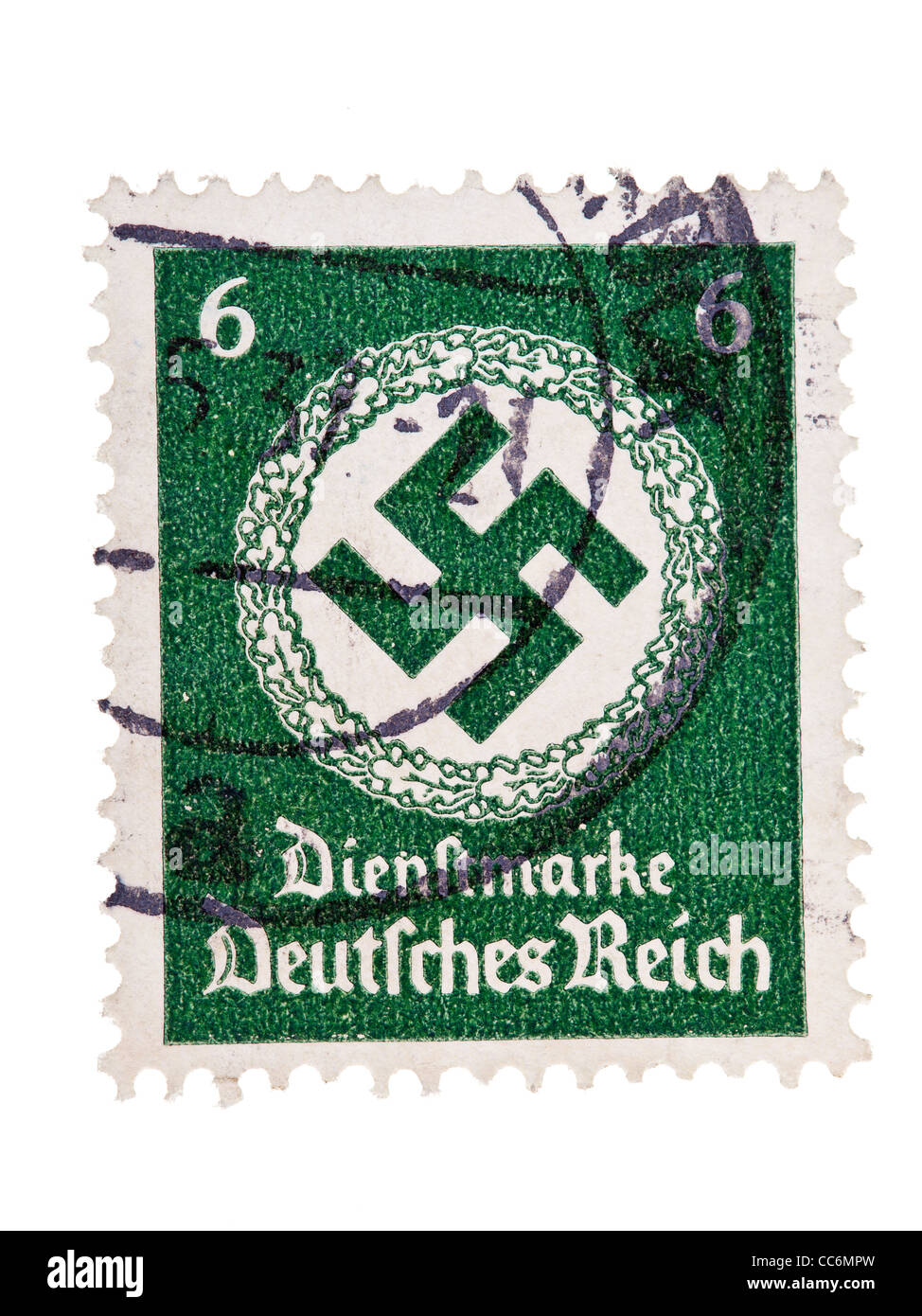 Briefmarke: Deutsches Reich, Stempel, Hakenkreuz, 1934, 6 Pfennig