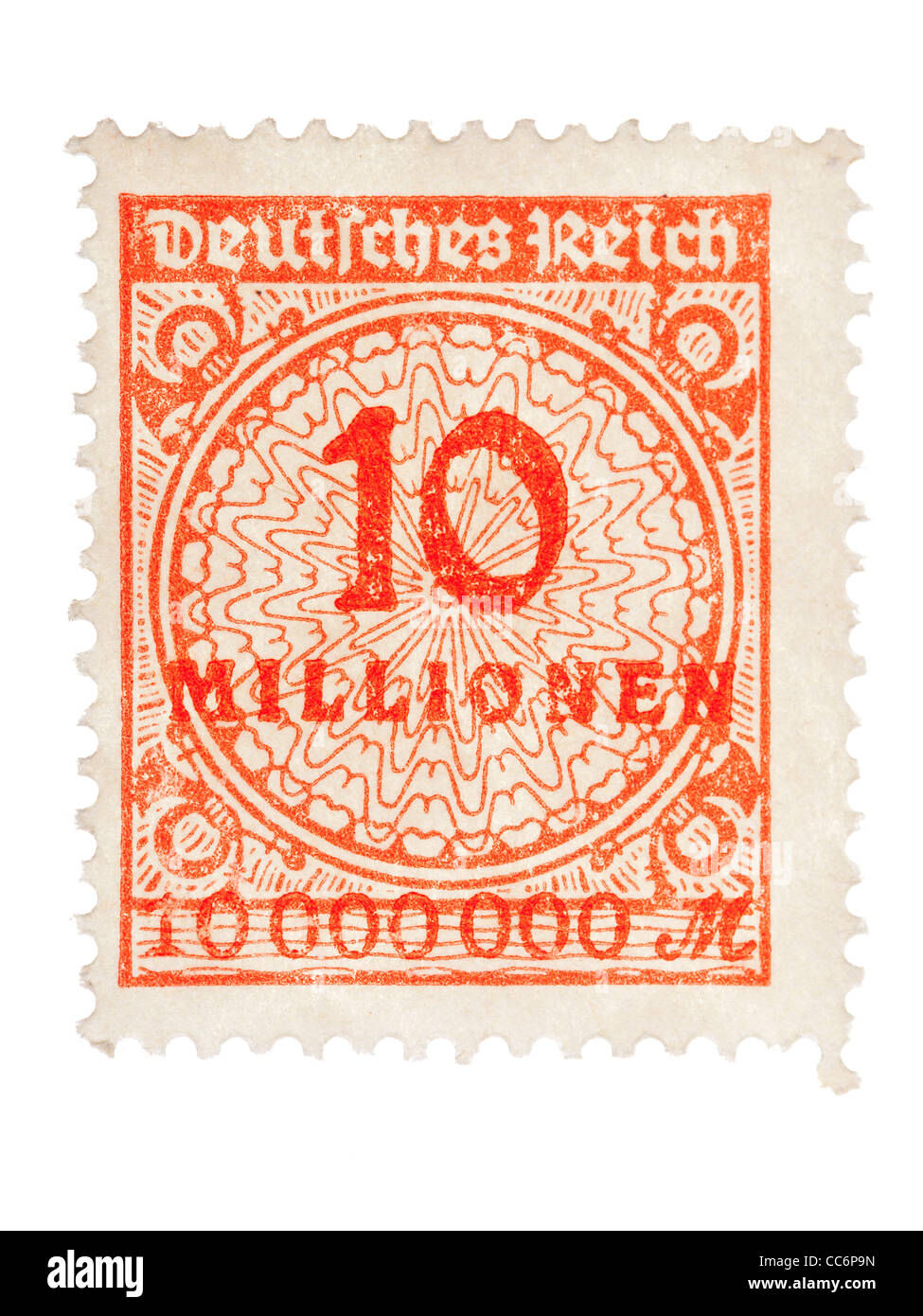 Briefmarke Deutsches Reich, Germania, 1923, 10 Millionen Mark mint Zustand Stockfotografie Alamy