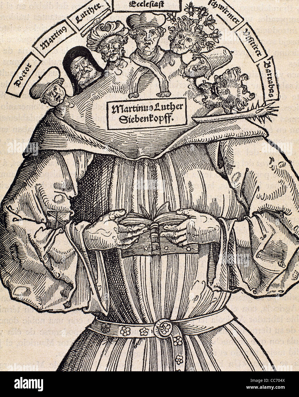 Protestantische Reformation. 16. Jahrhundert. Deutschland. Satire gegen Martin Luther (1483-1546). Stockfoto