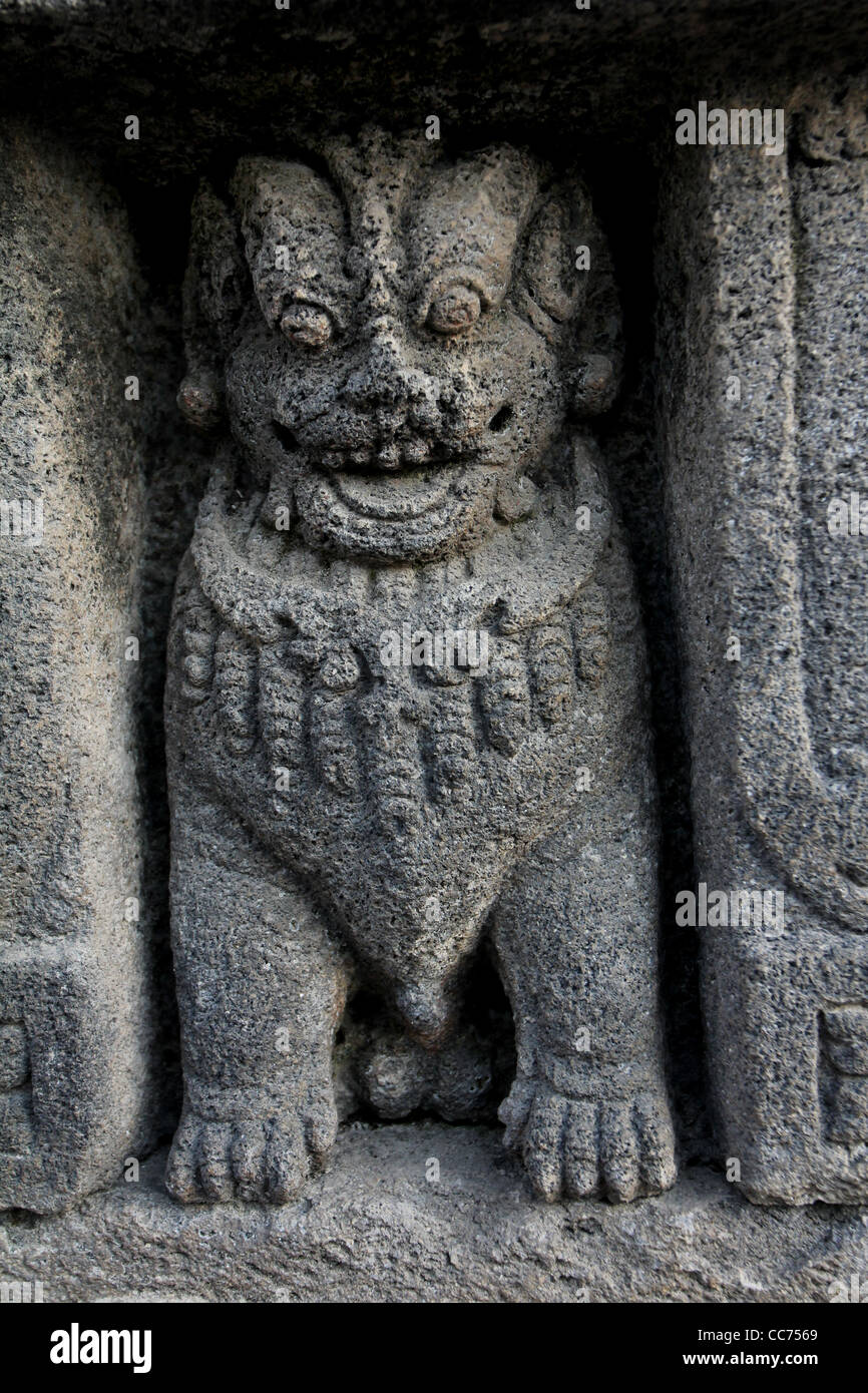 Statue, Nahaufnahme von Prambanan Hindu Tempel Yogyakarta Java Indonesien Stockfoto