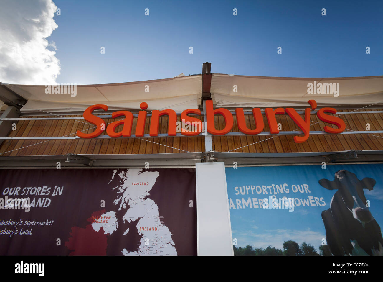 Sainsbury Stand an der Royal Highland Show, Ingliston, Edinburgh Stockfoto