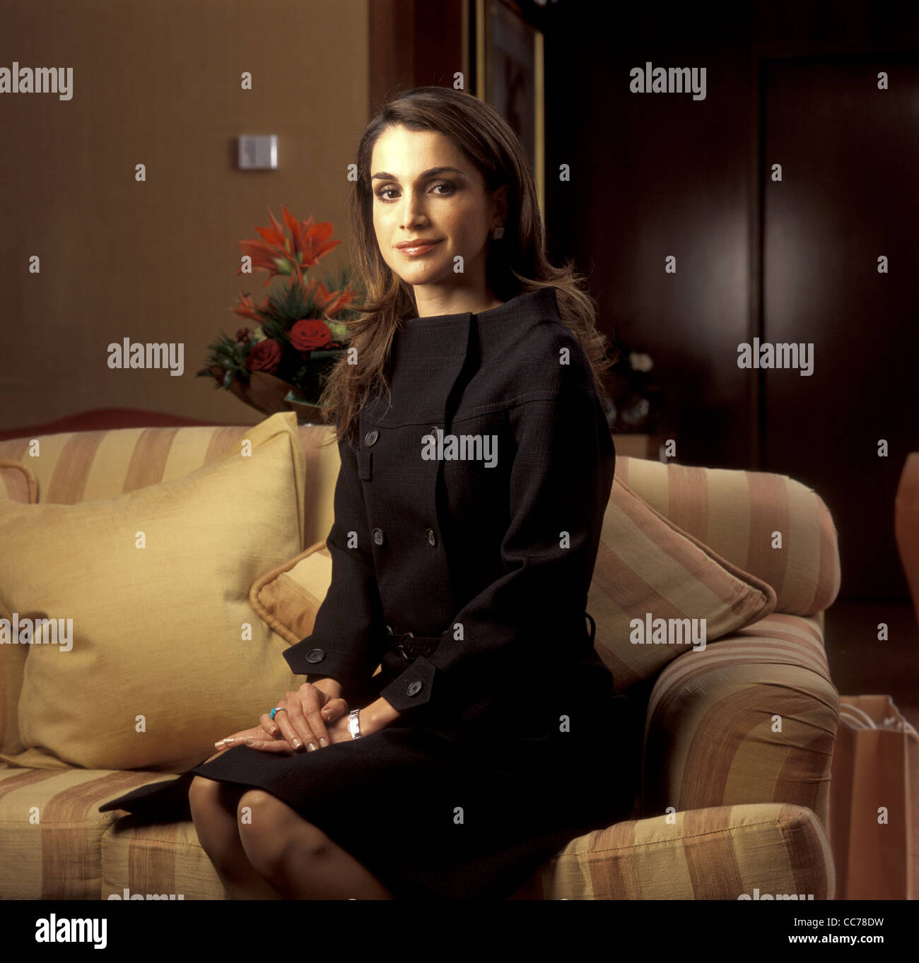 Königin RANIA von Jordanien - exklusives Porträt-Sitzung in Genf, Schweiz Stockfoto