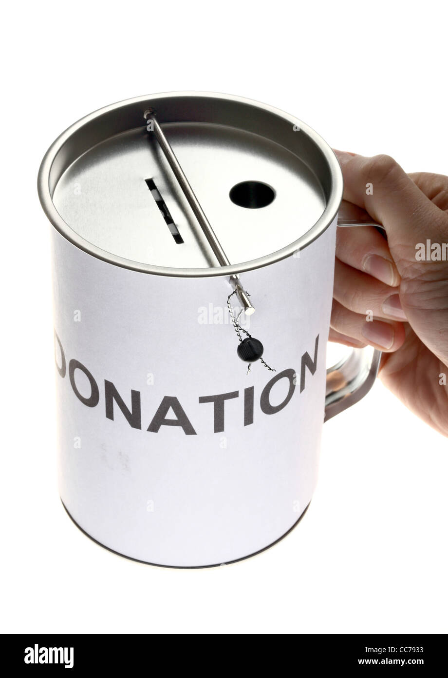 Spenden kann. Sammeln Geld für wohltätige Zwecke. Stockfoto