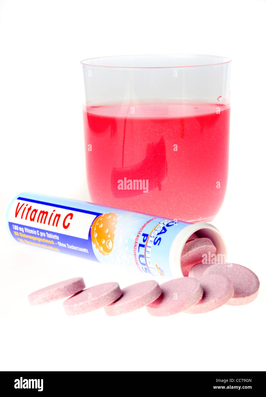 Vitamin C-Brause-Tablette. Stockfoto
