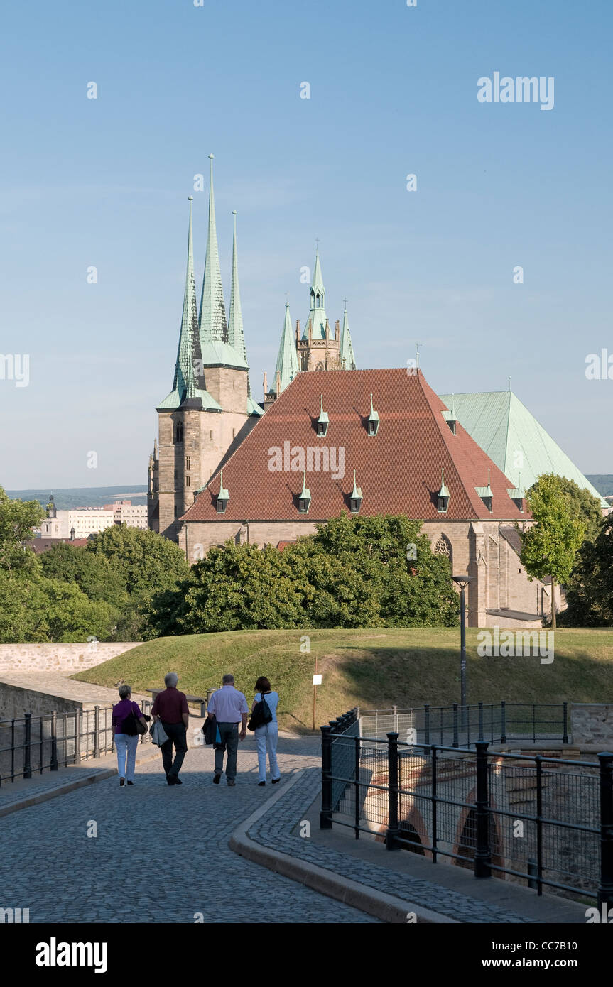 Stadt-Festung, Zitadelle auf dem Petersberg, und Dom, Erfurt, Thüringen, Deutschland, Europa Stockfoto