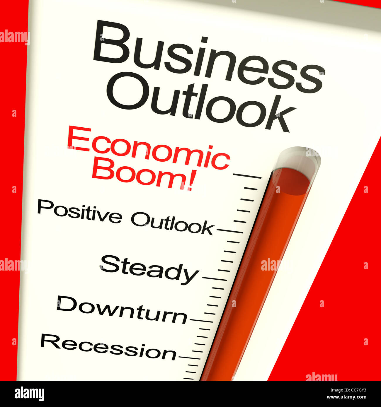 Business Outlook Wirtschaftsboom Messgerät zeigt Wachstum und Erholung Stockfoto