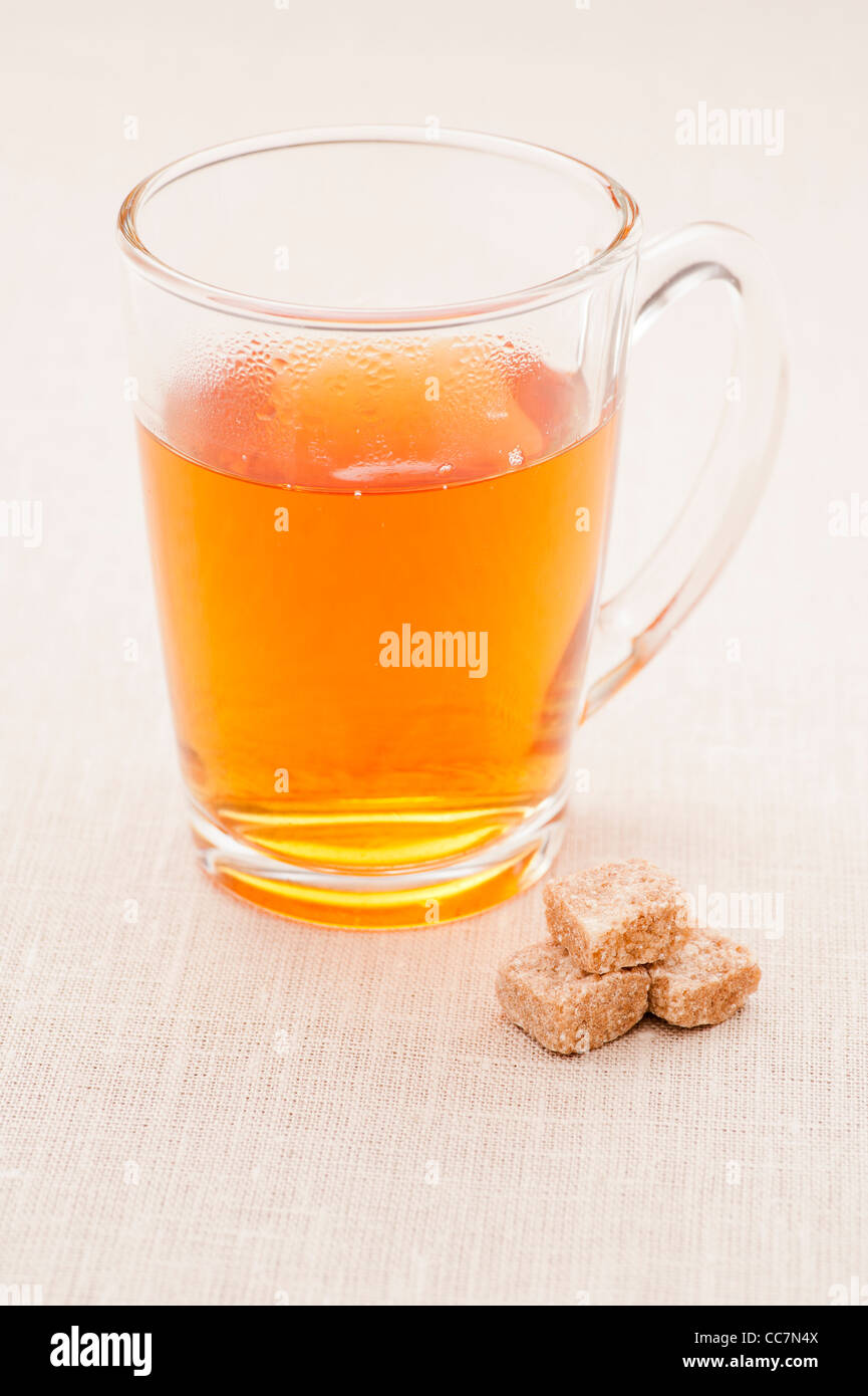 Glas-Tasse mit heißem Tee Stockfoto